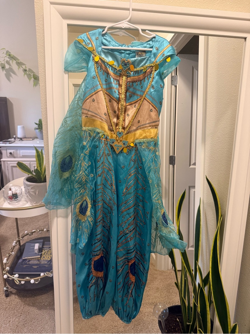 Disney Turquoise Gold Princess Costume with Peacock Details